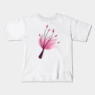 Pink Abstract Water Lily Flower Kids T-Shirt